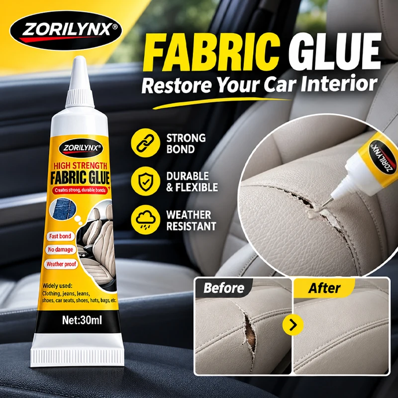 Multi Purpose Car Interior Fabric Glue for Vehicle Seat Roof Liner Cloth Repair Fast Curing Clear Adhesive 30ml - ZORILYNX
