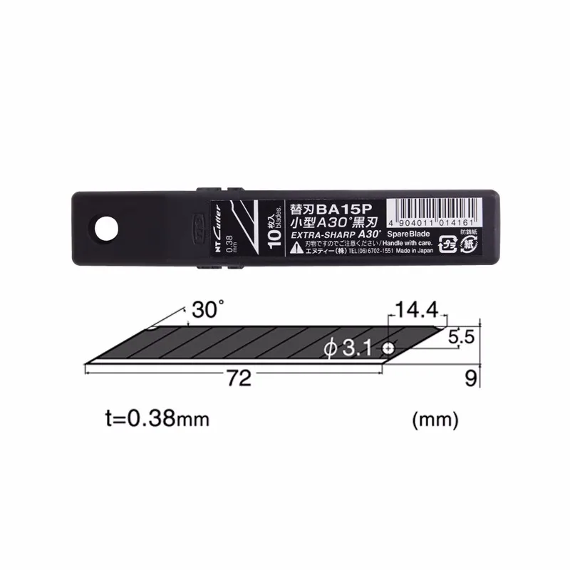 اليابان NT القاطع BA-15P/BA-13P/BH-23P/BL-13P زاوية حادة حادة شفرة سوداء قطع استبدال شفرة نحت سكين