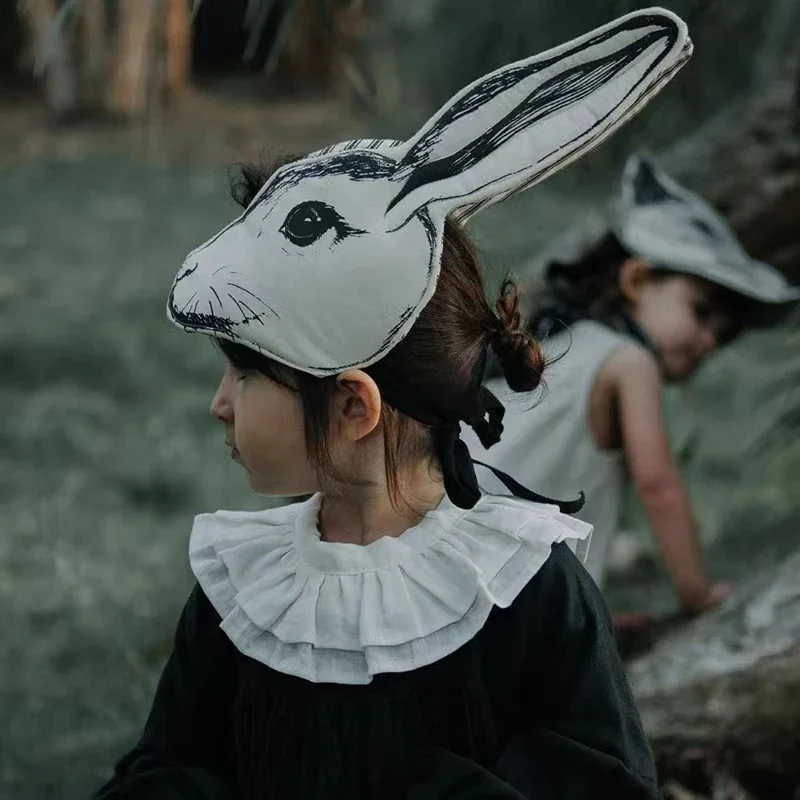 Coiffe de lapin faite à la main pour enfants, bandeau, masque pour les yeux, chapeau, série Sen, photo de dessin animé rétro pour enfants,