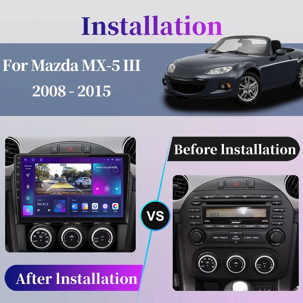 For Mazda MX-5 MX5 III 3 NC 2008-2015 Android Car Radio Multimedia Video Player Navigation GPS Carplay Touch Screen Auto Stereo