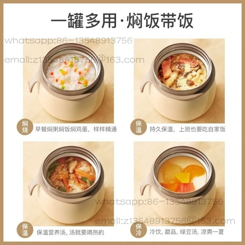 Insulated lunch box, portable for office workers and students, cute mini braised cup