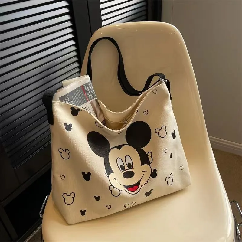 Disney Mickey Ins płócienna torba damska Crossbody 2024 lato nowe japońskie nadruk kreskówkowy torba na ramię dla ucznia o dużej pojemności