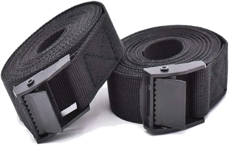 

Комплект из 2-х усиленных регулируемых стяжных ремней для мотоциклов, грузовиков, грузов и багажа — 9,8 футов x 1 дюйм, черные