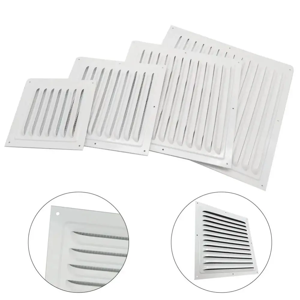 

Square Aluminum Alloy Insect Screen Cover 150/200/250/300mm Window Square Metal Ventilation Cover Heating Cooling Vents Plate