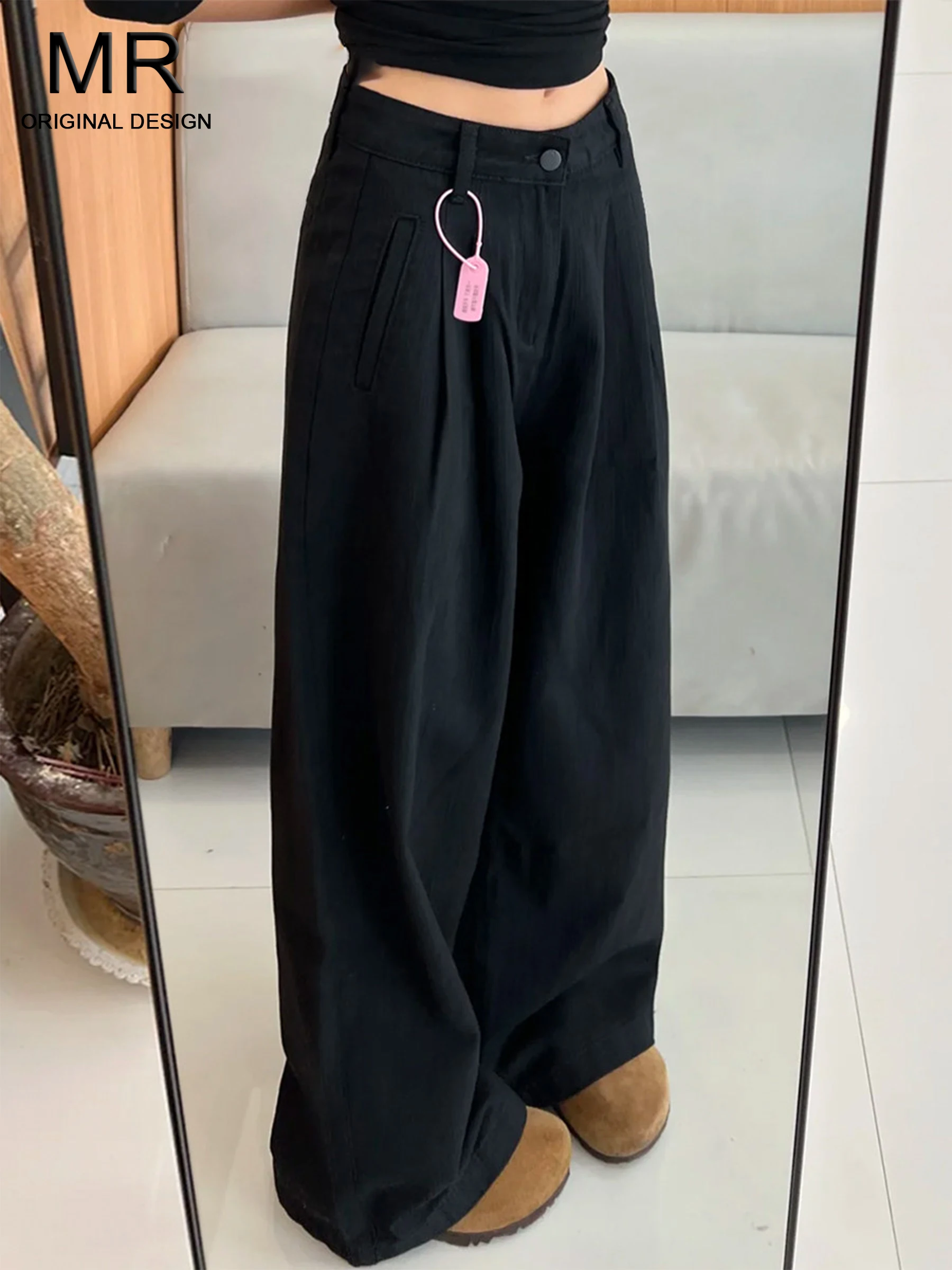 

Black American Retro High Waist Wide Leg Jeans Women's Summer Slim Straight Loose Fit Casual Denim Pants High Waist Loose Fit