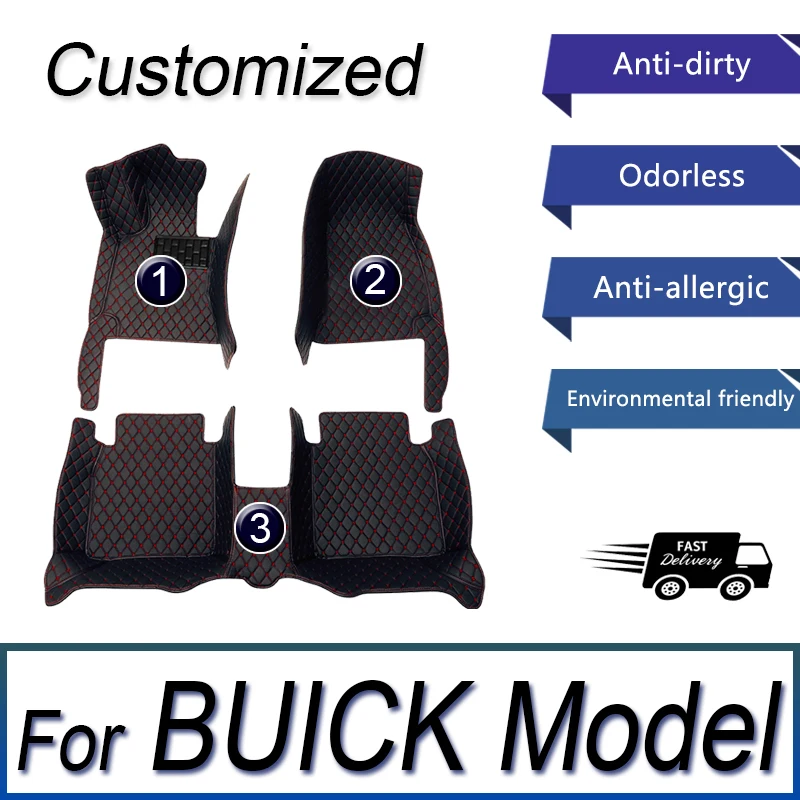 Car Floor Mats For BUICK GL8 Lucerne Rendezvous VELITE 5 Royaum Envision Park Avenue Century Cascada Rainier Car Accessories