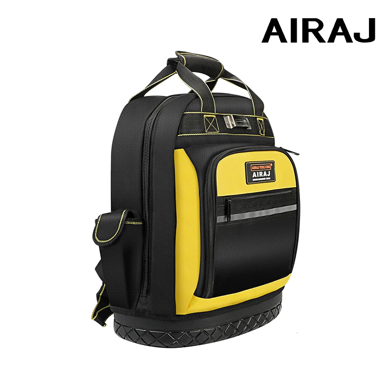 

AIRAJ Waterproof Tool Backpack Tool Bag Rubber Base Heavy Duty Tool Organizer Electrician Plumber Maintenance Worker Tool Bags