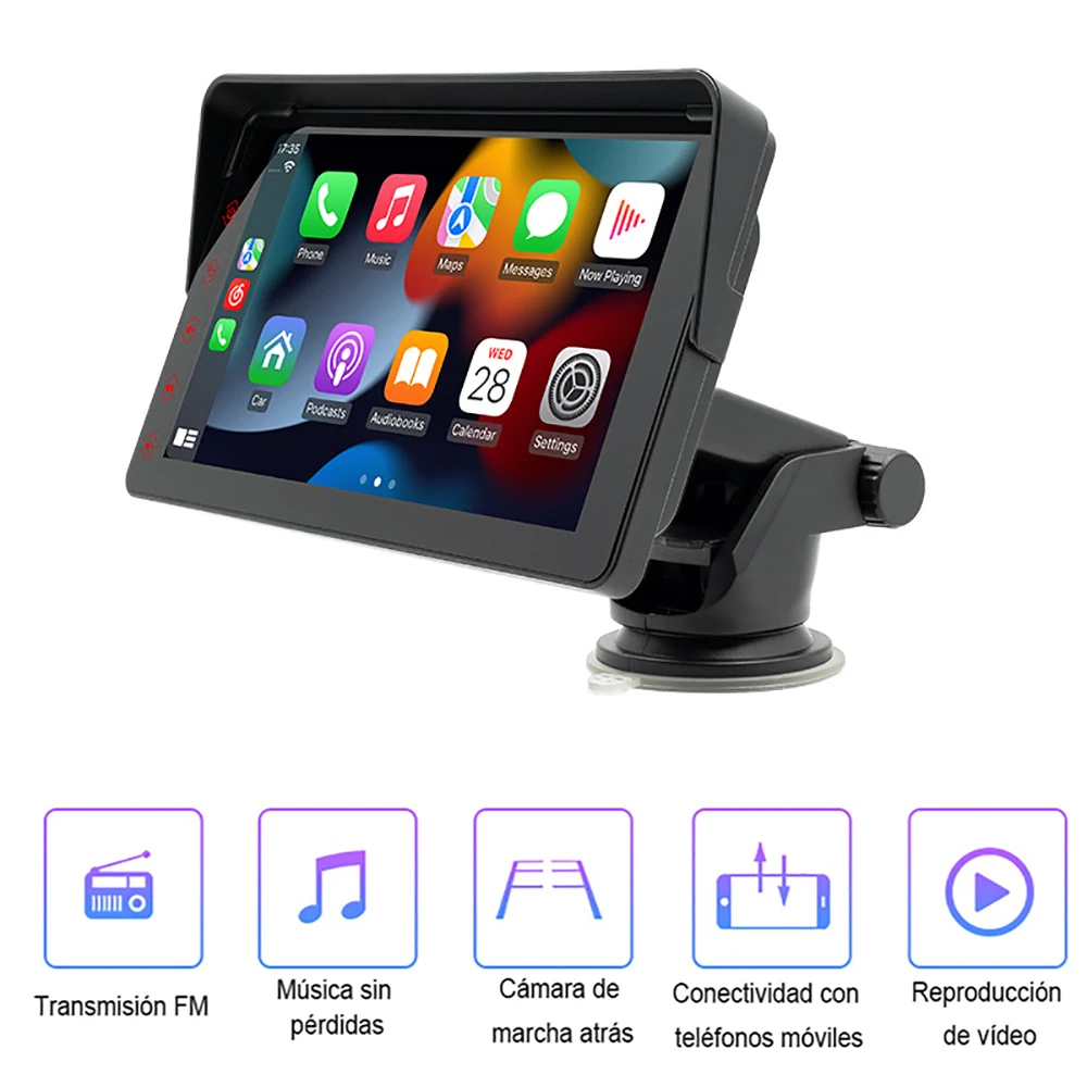 

7in Car MP5 Carplay Multimedia Video Player with Rearview Cam Android Stereo Auto Radio HD Touch Screen FM Radio Universal