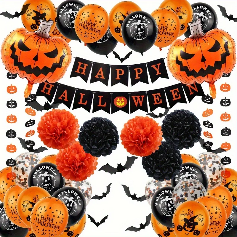 60-teiliges Halloween-Party-Ballon-Set, ideal für Halloween-Ballondekorationen, Geburtstagsfeiern, thematische Veranstaltungen und mehr
