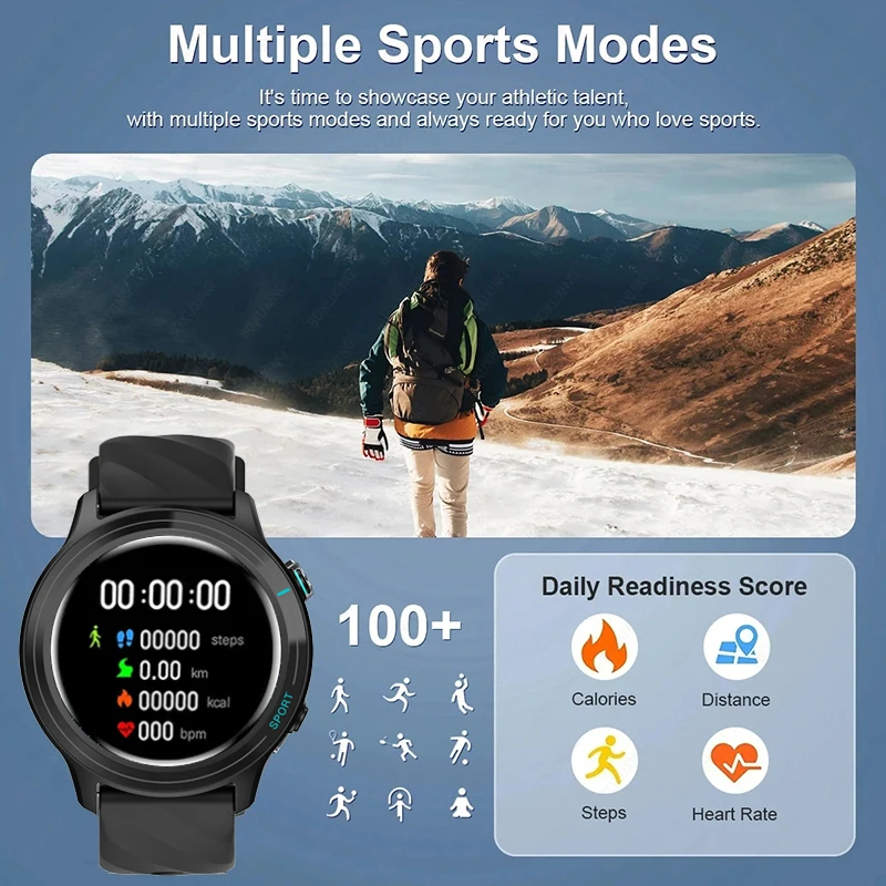 For Xiaomi GPS Fitness Sports Clock Amazfit Smart Watch Men Heart Rate Bluetooth Call IP68 Waterproof Women Smart Watch 2024