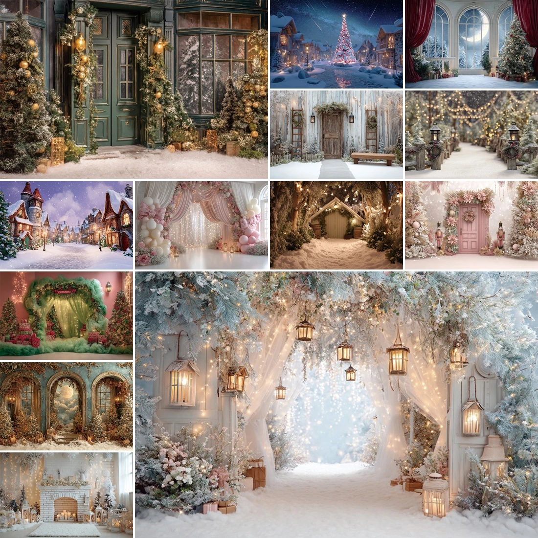 

MOON.QG Merry Christmas Photo Background Curtain Pine Candle Backdrops For Photography Shooting Party Decorations Studio Wall