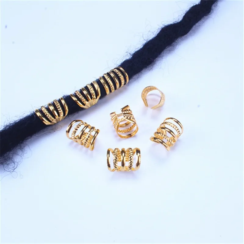 10Pcs/lot 6x9mm Gold Silver Beads Adjustable Hair Braids Beads Adjustable Hair Braid Rings Cuff Clips Tubes Jewelry Styling Tool