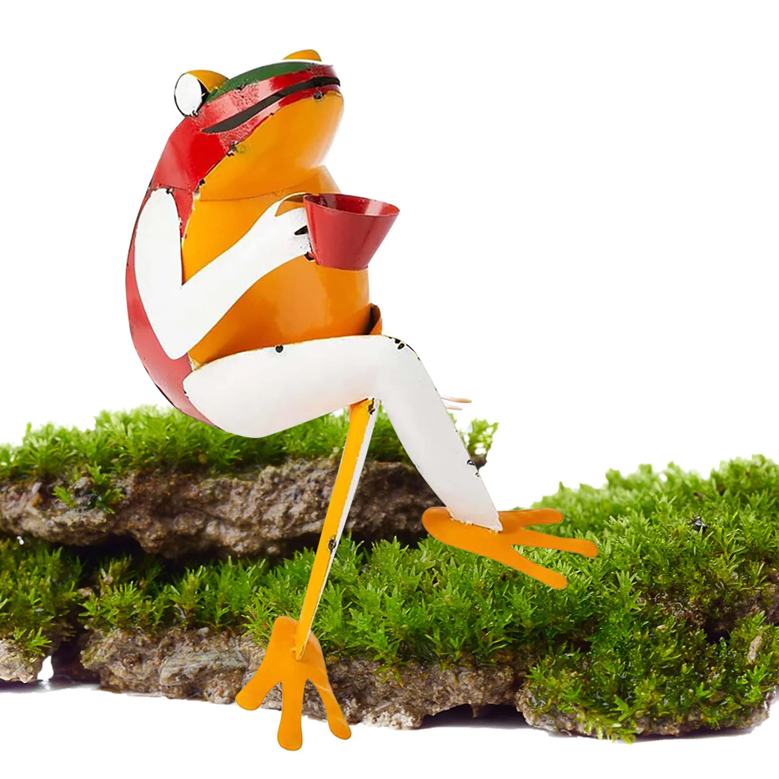 Garden Decor Frog Outdoor Statue Figurines Funny Cute Animal Sculptures Porch Outside Decorations for Yard Lawn Patio Ornaments