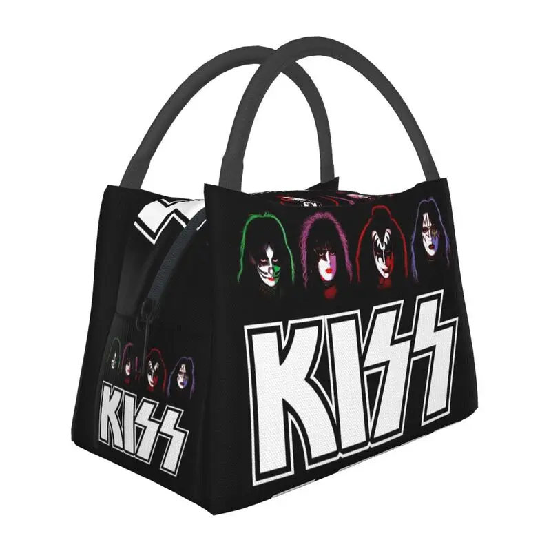 

Heavy Metal Band Kiss Lunch Boxes for Women Rock And Roll Thermal Cooler Food Insulated Lunch Bag Travel Work Pinic Container