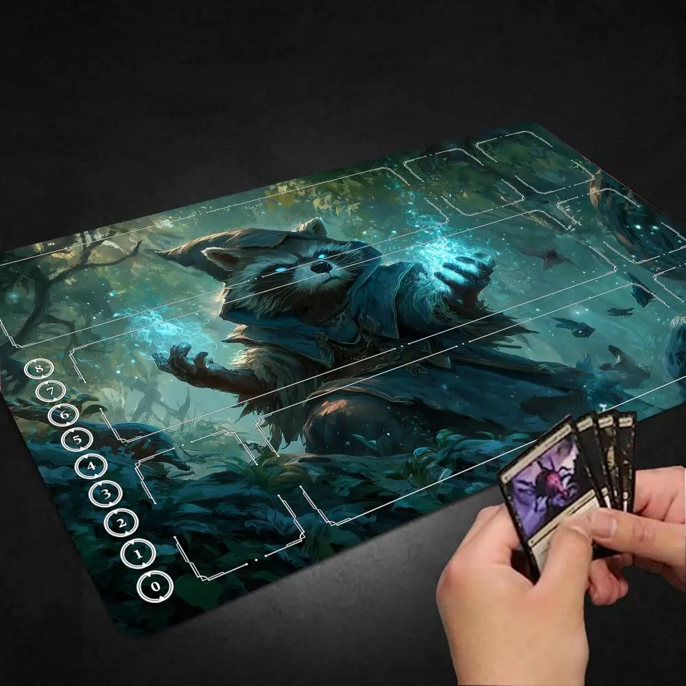 

35*60cm Magic cat mousepad Anime Card mats Diy Runes Battlefielded Kaisa Card Battle Mat Single Player Board Game Battle playmat