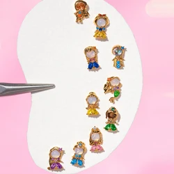 New Ins Colorful Zircon Cute Cartoon Characters Princess Stud Earrings For Women Girls Trendy Party Jewelry Gift