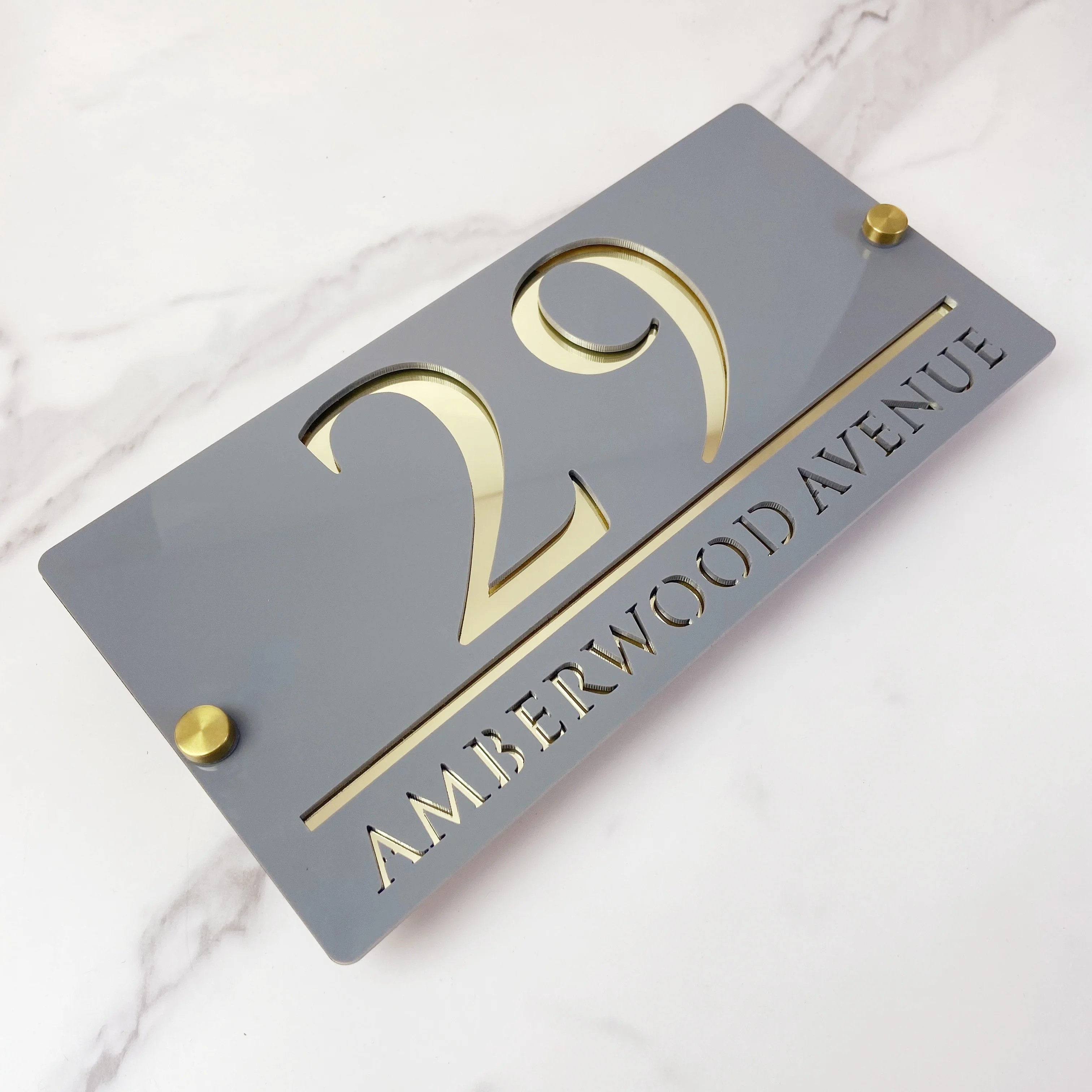 Eye-Catching Acrylic House Number Sign Outdoor Address Plaque Personalized Number Plate Bright gray Wall Decoration for Home