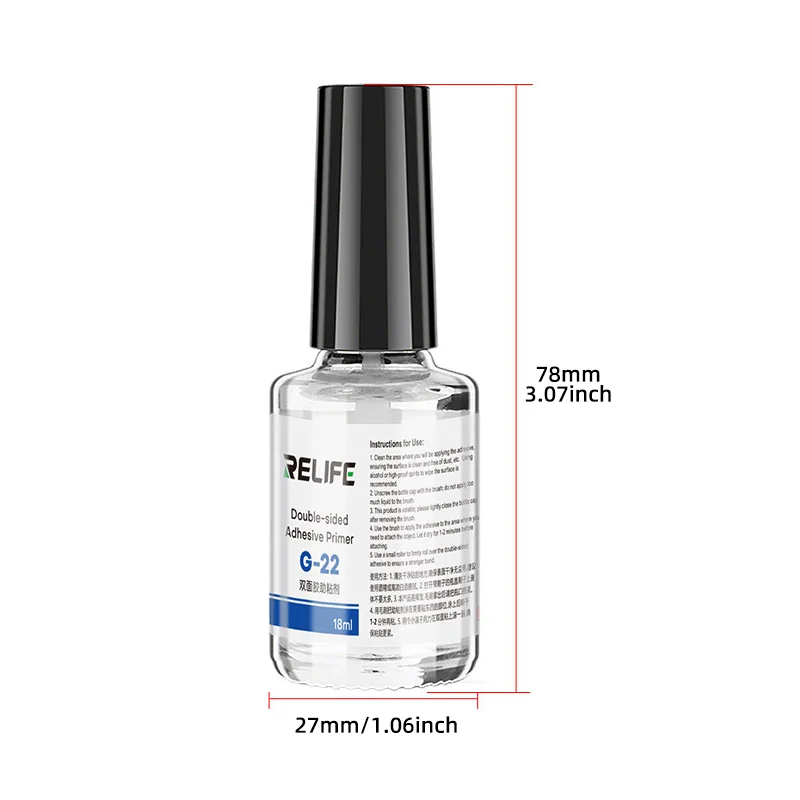 RELIFE G-22 Double-Sided Adhesive Primer 18ml with Built-In Brush Threaded Mouth for Phone Frame Car Plastic Glass Repair view 6