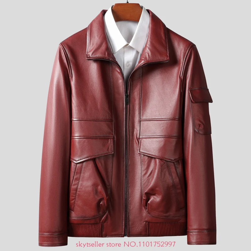 High Quality Genuine Leather Jacket Men First Layer Cowhide coats real leather short jacket