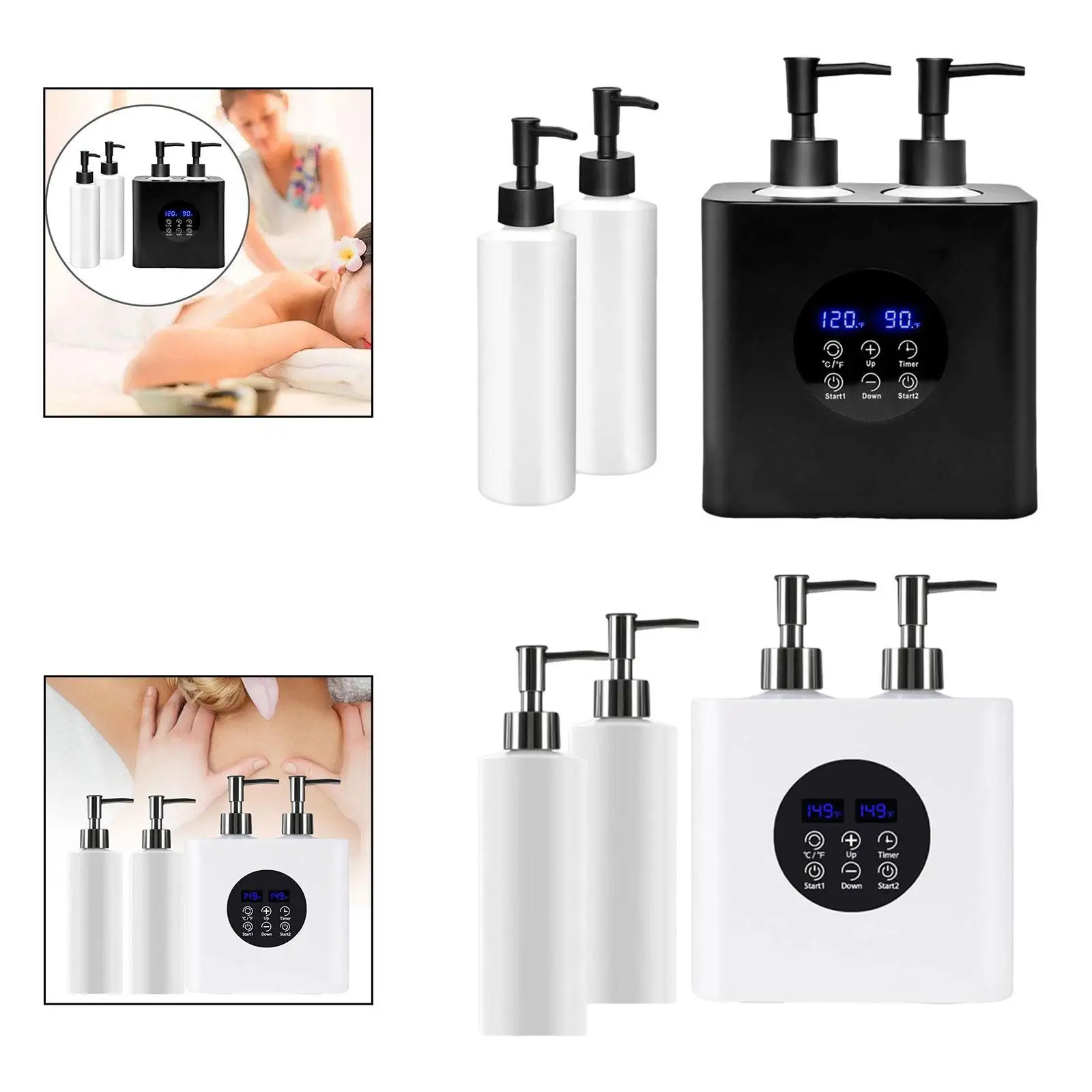 Double Bottle Oil Heater Multifunction Portable Beauty Tool Small Temperature Adjustable for Cream Lotion Oil Bottle Warmer