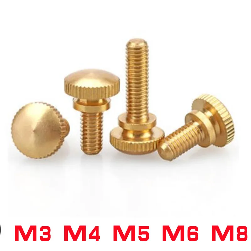 

2-5PCS M3 M4 M5 M6 Hand Tighten Brass Knurled Screws Copper Twist Knurled bolts Computer Chass Bolt Thumb Screw