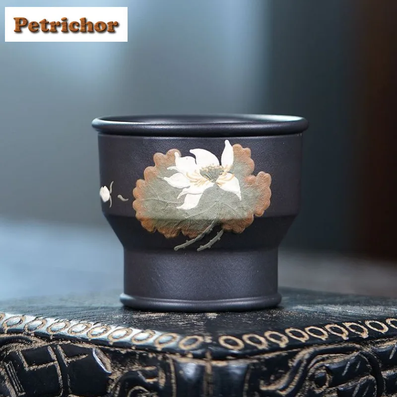 

150ml Yixing Zisha White Peony Teacup Ancient Tea Bowl Set Of Cups Tea-tasting Personal Cup Chazhan Master Cups Tea Ceremony
