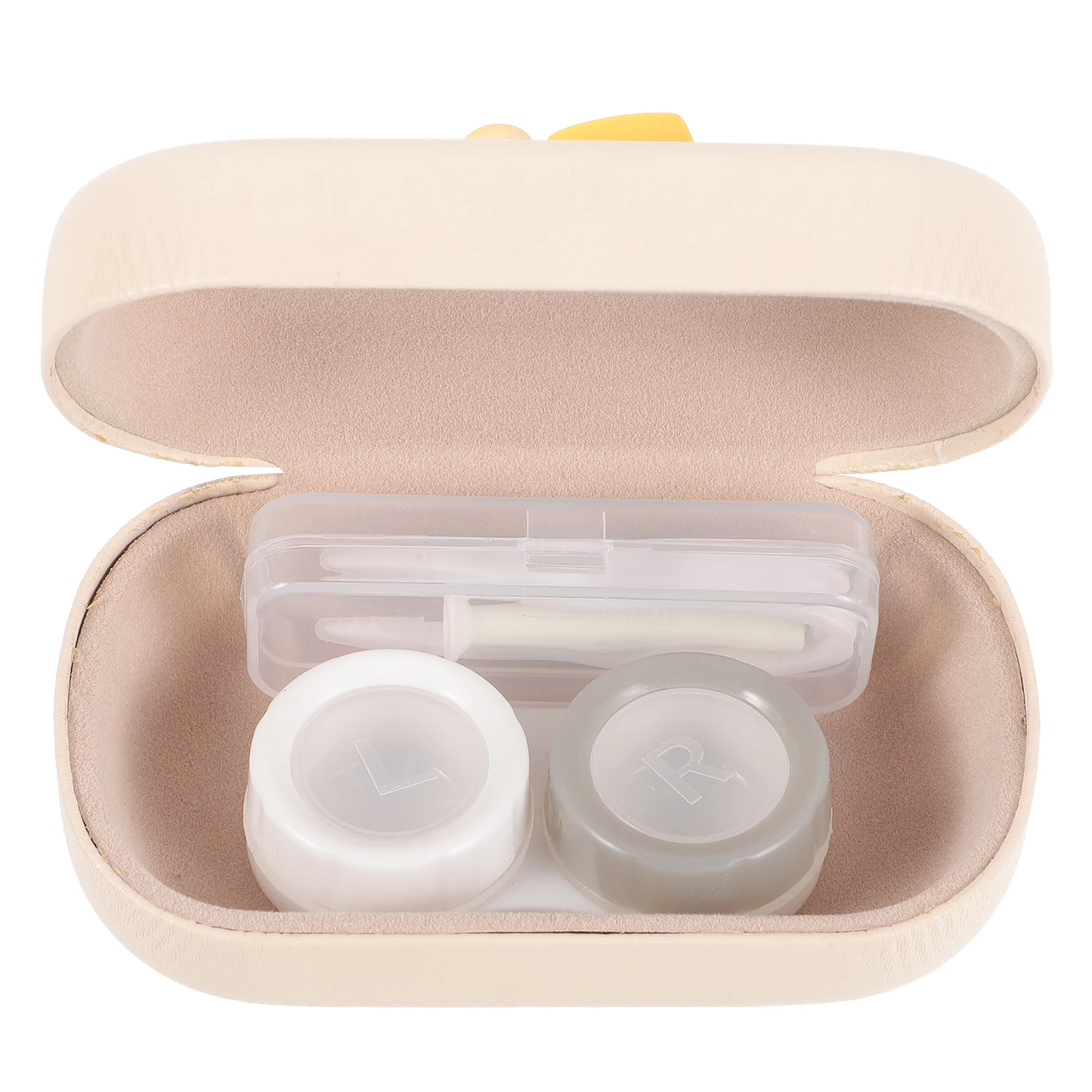 

Portable Case Cream Color Small Size Lightweight Dustproof Durable Travel Contacts Holder Storage Box Outdoor Use