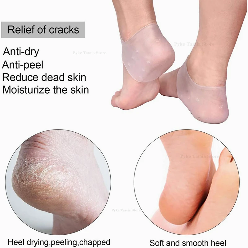 シリコン製かかとプロテクター 男女兼用 足底筋膜炎緩和 インソール かかとパッド 保湿 水ぶくれ/ひび割れ足ケア