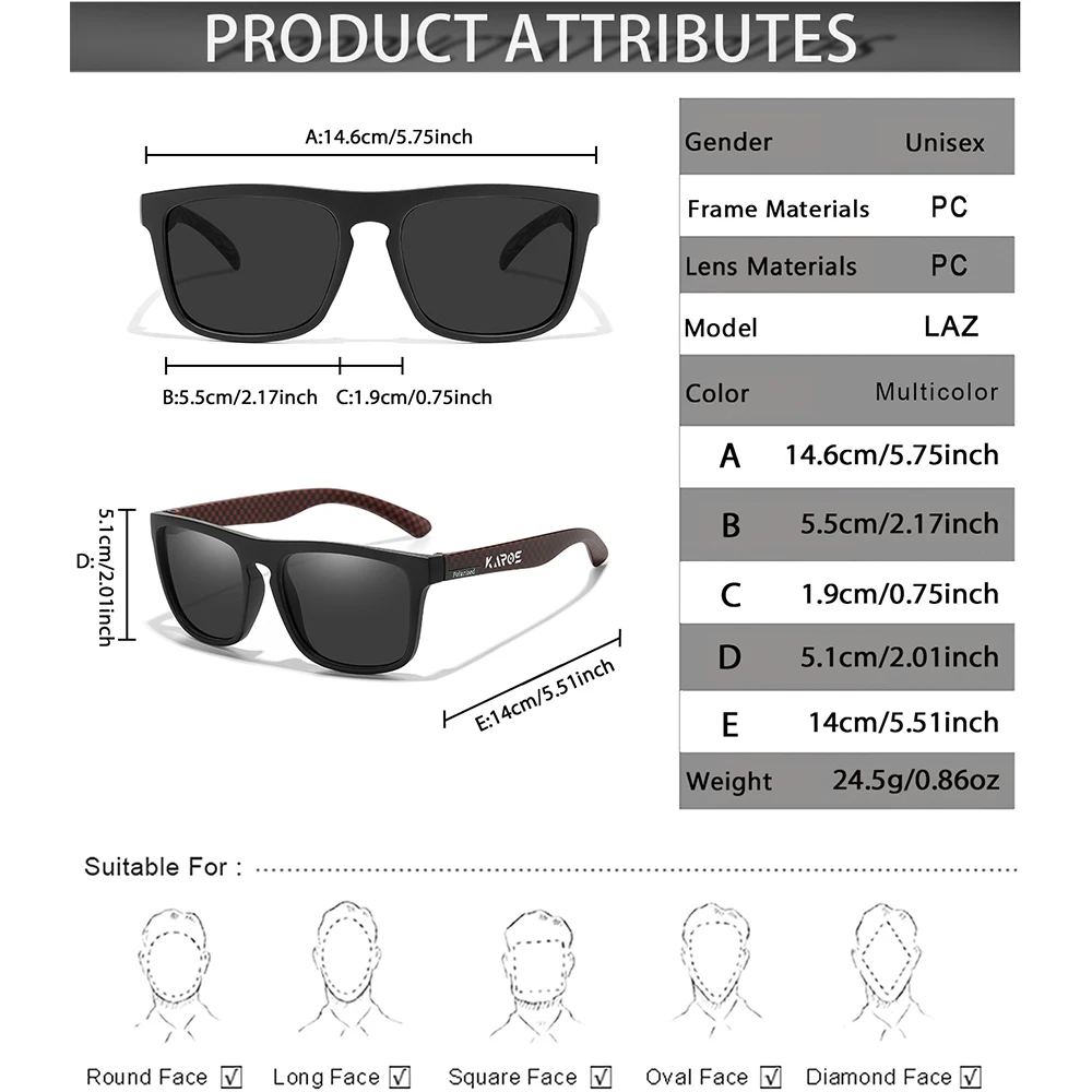 2 قطعة نظارات كارو الشمسية للجنسين الاستقطاب مرآة مربعة العلامة التجارية تصميم فاخر UV400 ظلة لصيد الأسماك القيادة ركوب الدراجات التنزه