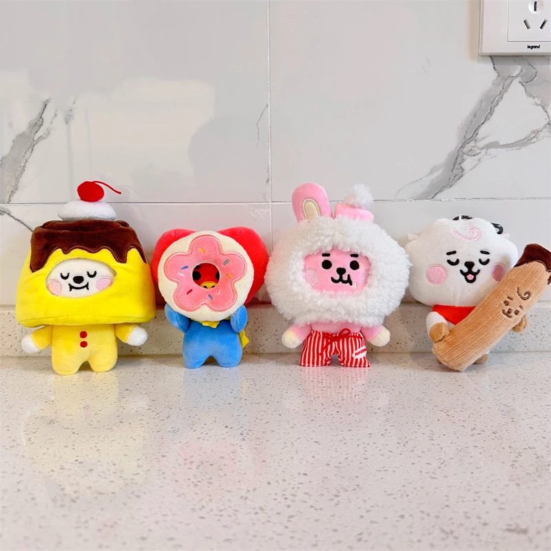 Kawaii BT21 การ์ตูน Tata Rj Chimmy Cooky Shooky Mang Koya Pastry Series การ์ตูนตุ๊กตาพวงกุญแจจี้สาวกระเป๋าจี้