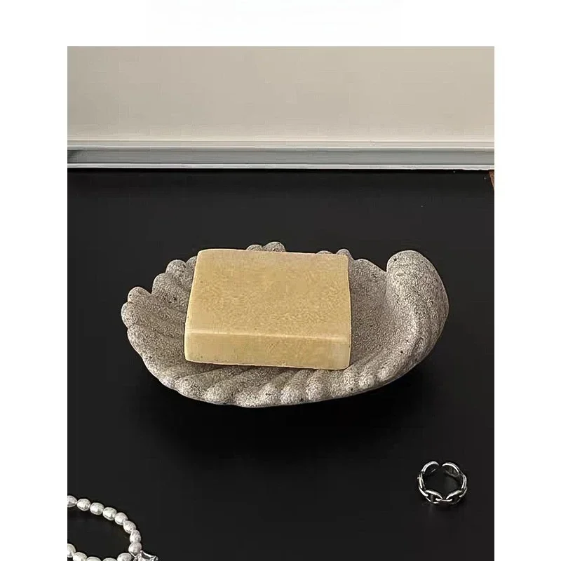 Wabi-Sabi Soap Dish No Drilling, Wall Mounted Draining Soap Holder for Bathroom Sink Shower, Ceramic Rustic Soap Tray Home Decor