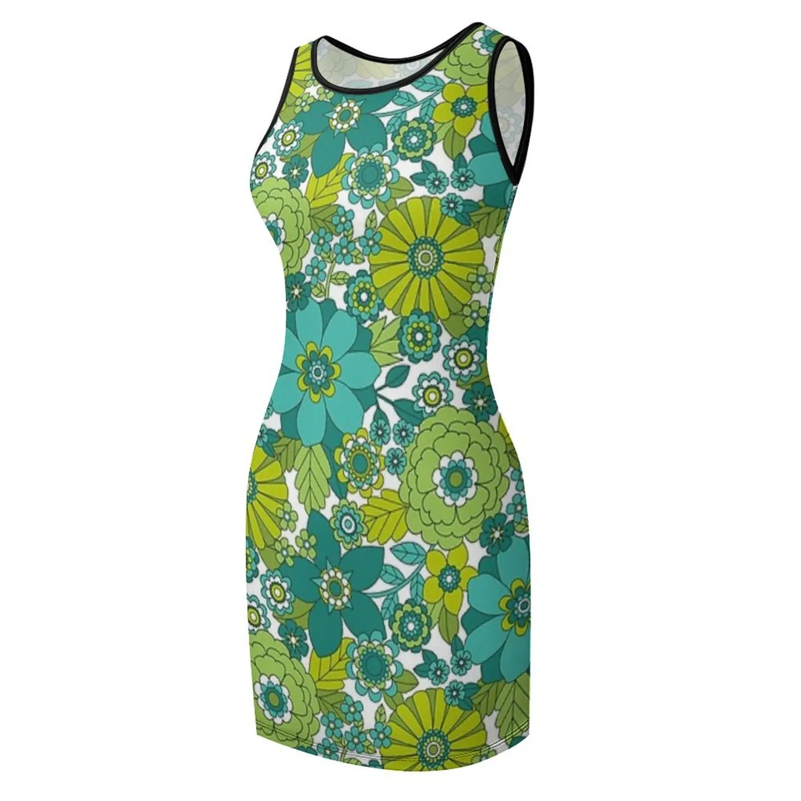 Groovy Blooms ノースリーブ サンドレス パーティードレス 女性用ドレス プロム用ドレス 女性服 女性服トレンド 2025