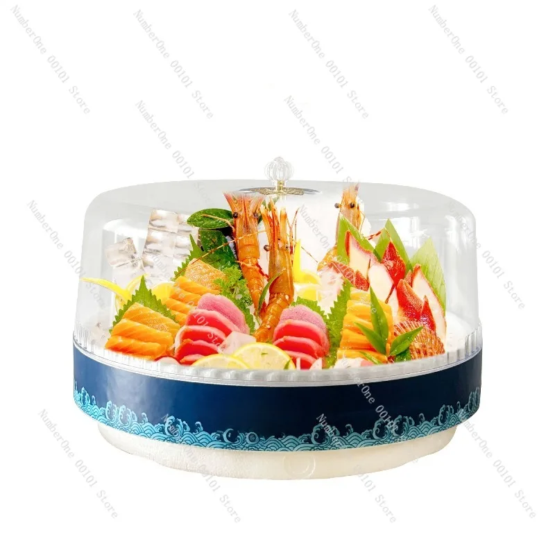 

Starry Sky Design Sashimi Cake Shaped Seafood Insulation Box, Round Salmon Preservation Box for Takeout and Storage