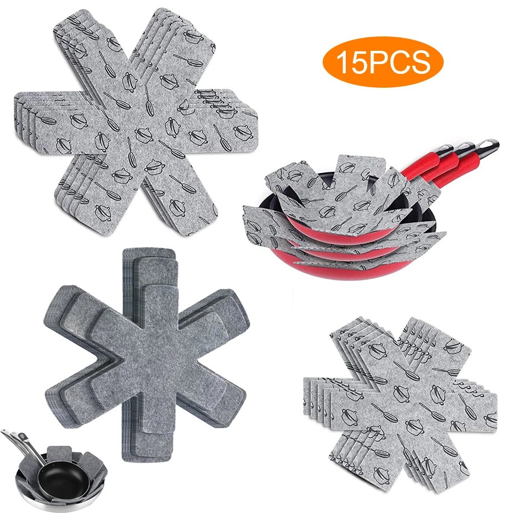 12/15Pcs Topf Pfanne Filz Protektoren Teiler Pads Hitzebeständige Verhindern Kratzer Separate Matte Oberflächen Für Kochgeschirr küche Werkzeug