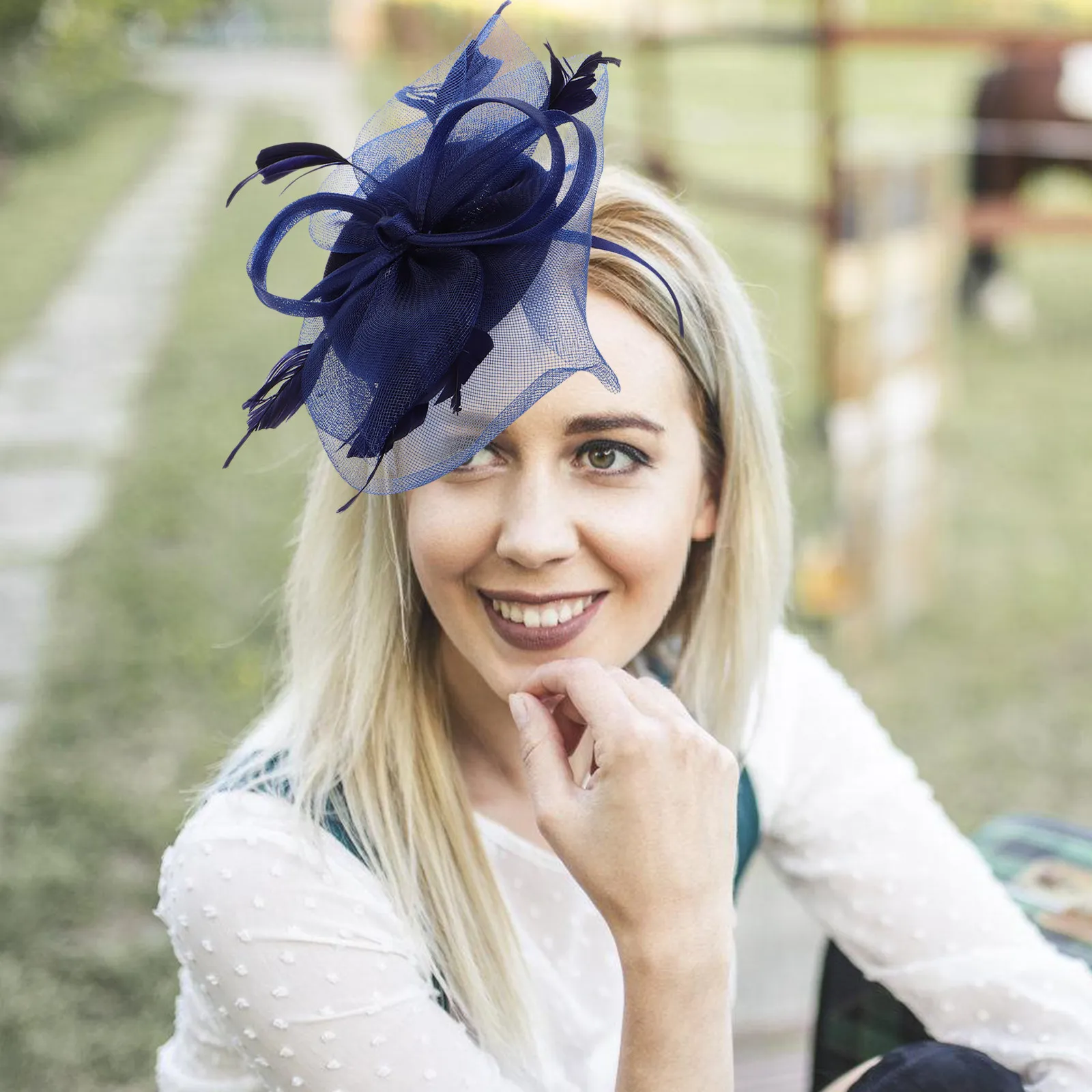 Tea Party Hat Women Gauze Fascinator Headband Lightweight Elegant Artificial Flower Plume Design for Wedding Banquet Cosplay Use