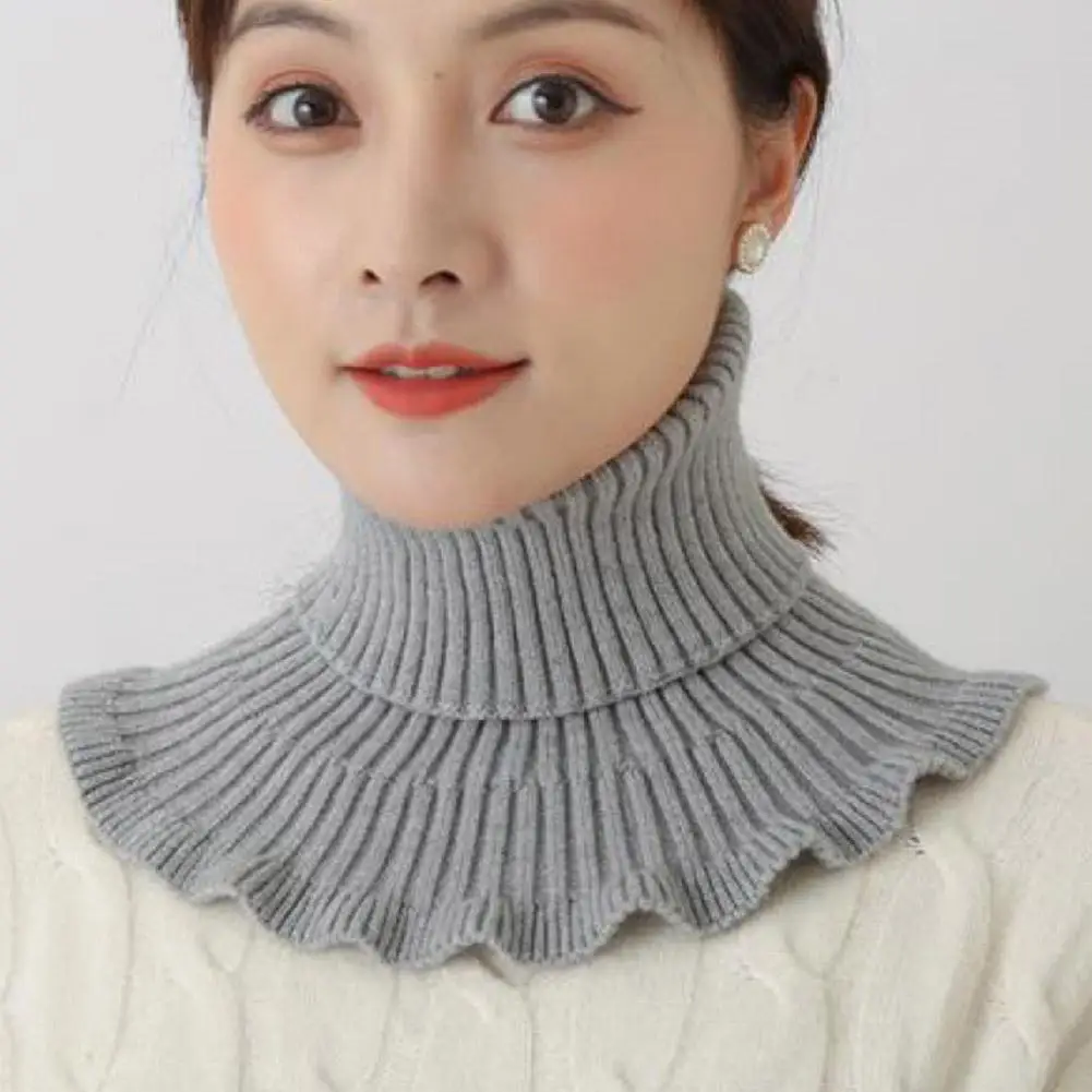 Women High-neck Fake Collar Scarf Turtleneck Knitted False Fake Collar Winter Windproof Detachable Knitted Fake Collar Scarf