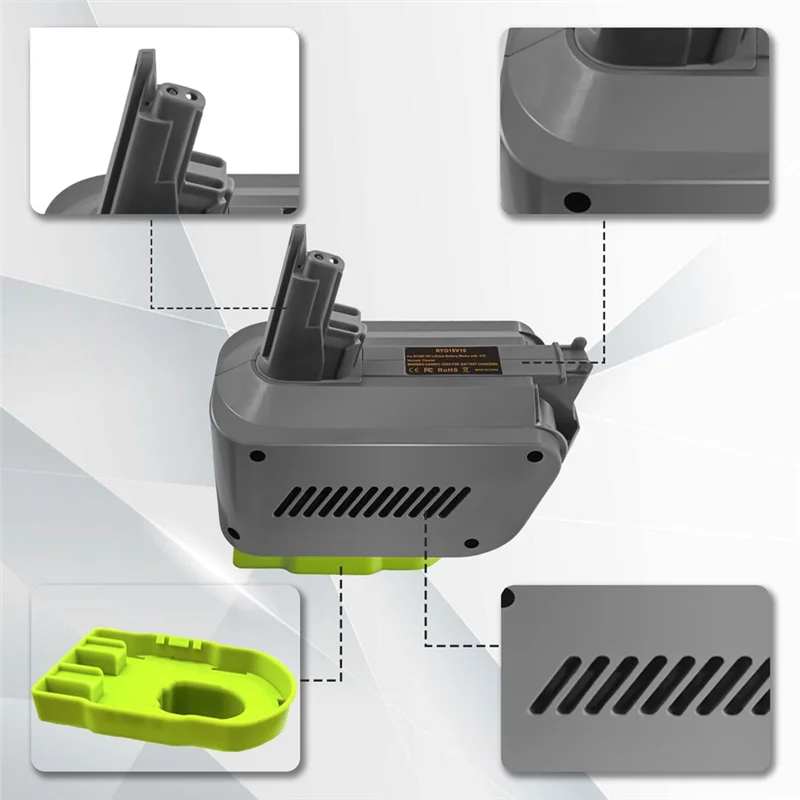 

ABUF-RYO18V10 Adapter For Ryobi 18V ONE+ Battery Convert To For Dyson V10 Cordless Vacuum Cleaner Stick Cyclone, Absolute