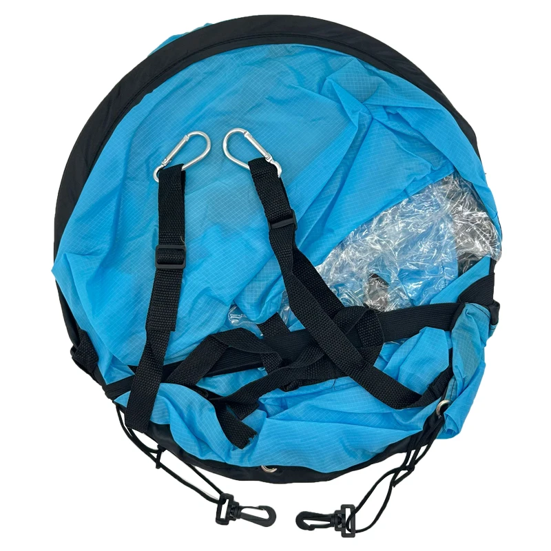 

High quality kayaking sail can be folded to carry blue sail