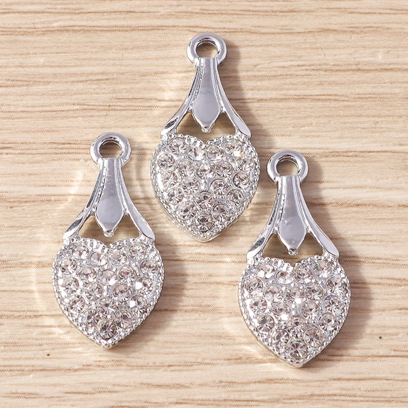 10 Stück 12x24mm Zarte Kristall-Liebesherz-Anhänger für Schmuckherstellung, Halsketten, Ohrringe, Armbänder, DIY-Bastelzubehör – Detail 9