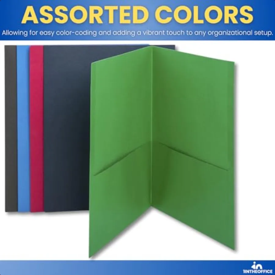 مجلد محفظة جيبين، مجلدين جيوبين شديد التحمل، ألوان متنوعة، حجم 25 صندوقًا