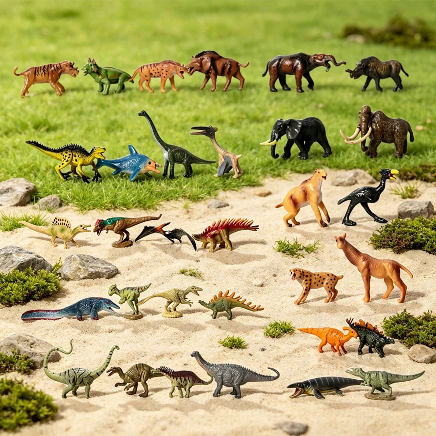 Mini figurines de dinosaure préhistorique, Mosasaur, T-Rex, Daeodon, Moropus, Mammoth, Sabretooth, animaux, modèle de collection, jouets