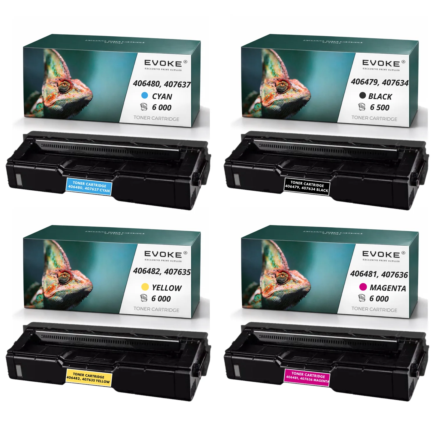 Evoke compatibele toner voor Ricoh Sp C310H Spc310H 406479 4X Cmyk: Zwart, Cyaan, Magenta, Geel 24500 pagina's Aficio Sp C231 C232Sf C242Dn C242Sf C310 C311 C312 C320 C341 C342 C342Dn; Lanier