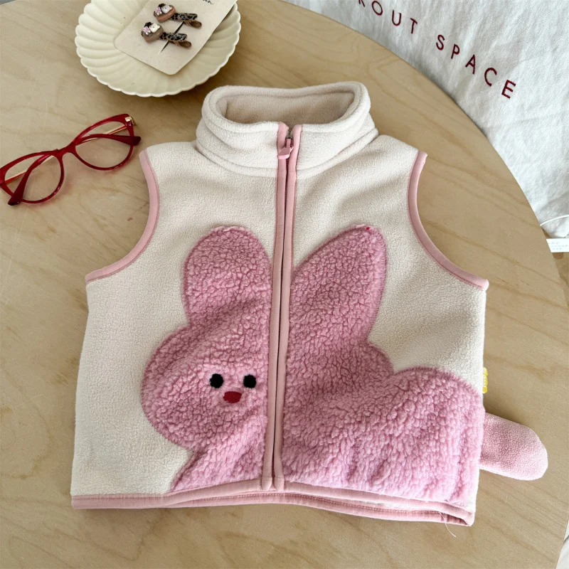 

Girls' Vest Autumn Winter Fashionable Baby Girl Vest Children's Cloud Velvet Warm Vest Infant Outerwear Small Sleeveless Jacket