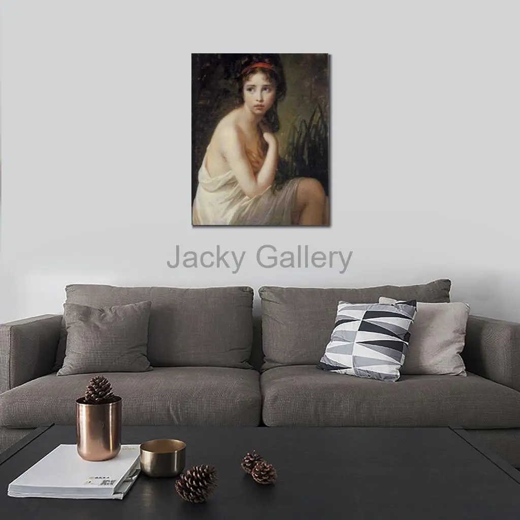 Hand Painted Elisabeth Vigee Lebrun Oil Painting Bather Portrait Elegant Woman Canvas Art Large Wall Decor for Bedroom Interior