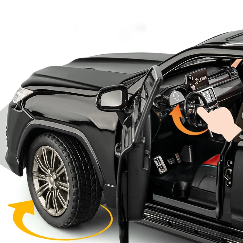 1:24 LX600 SUV Alloy Car Model Sound and Light Pull Back Children\'s Toy Collectibles Birthday gift