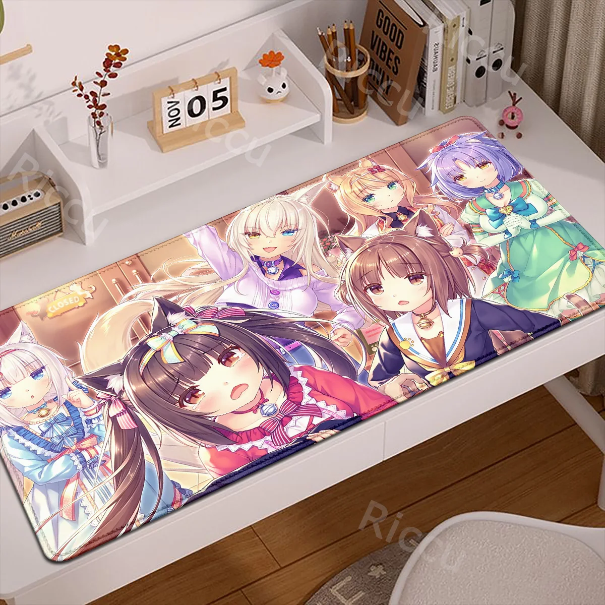 400x900mm Home HD Computer Table Pad Rubber MousePad Anime Nekopara Carpet Game Office Laptop Soft Table Pad Desktop Protect Mat