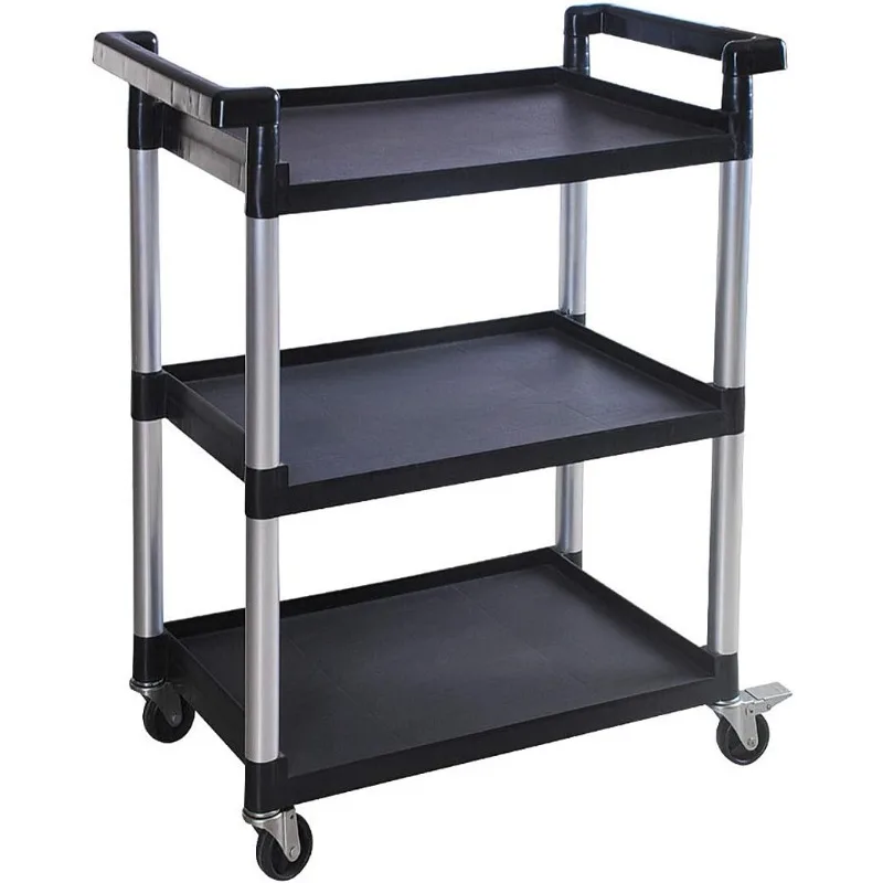 

3-Shelf Utility Plastic Cart with Wheels-225 Lbs Maximum Capacity , Black