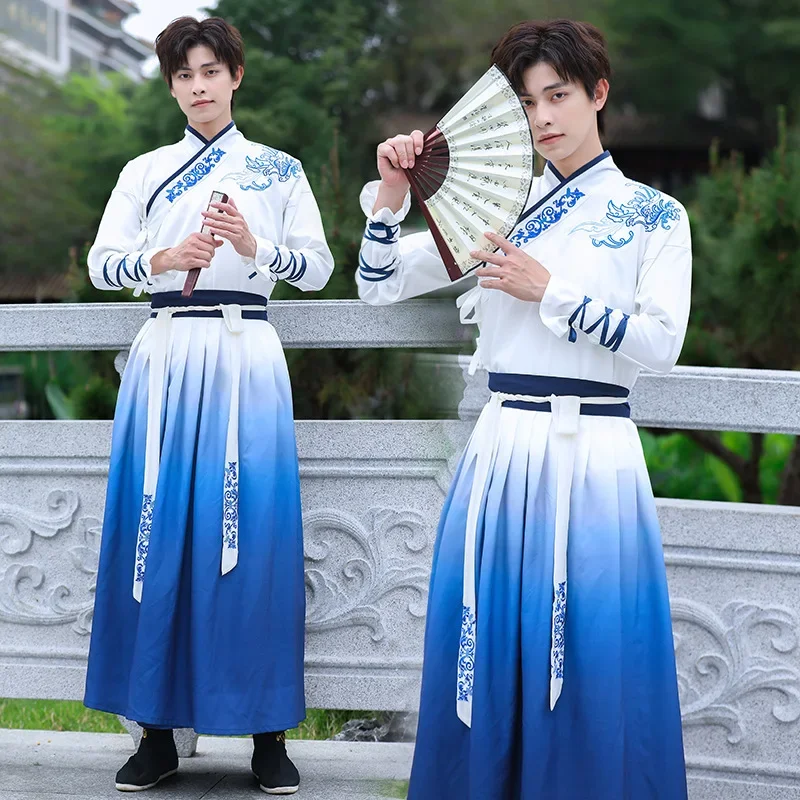 Men Hanfu Robe Chinese Traditional Costume Cosplay Party Outfit Vintage Embroidered Hanfu Sets Chinese Traditional Hanfu Dress