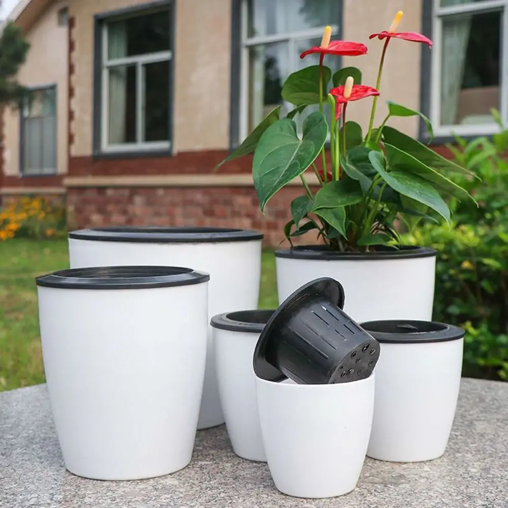 New Self Watering Lazy Plant Pot Plastic Including Liner Soil Flower Pot Garden Supplies Hydroponic Planter