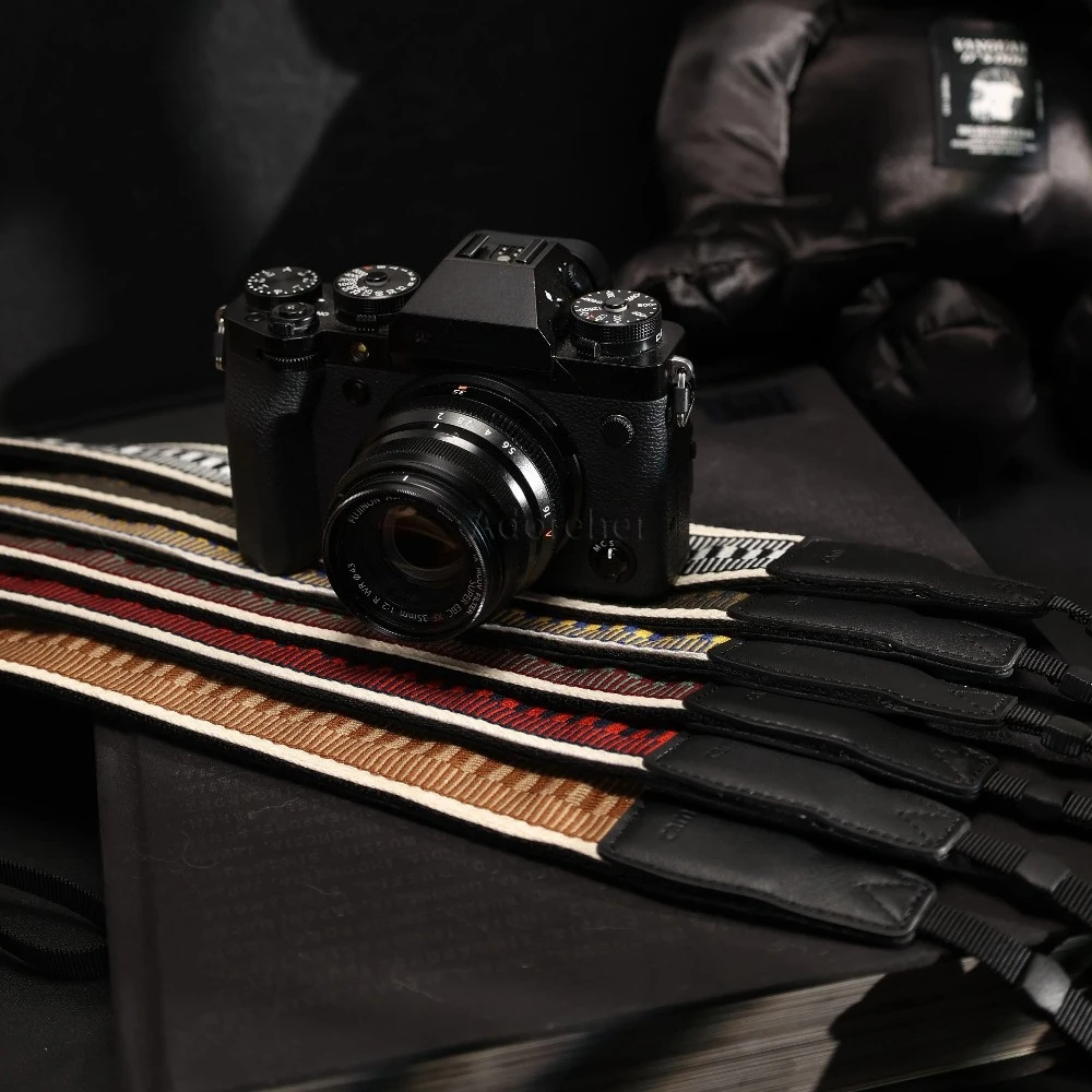 Embroidered Style Portable Strap Cotton Leather Camera Shoulder Neck Strap Belt Camera Belt for DSLR Digital Camera